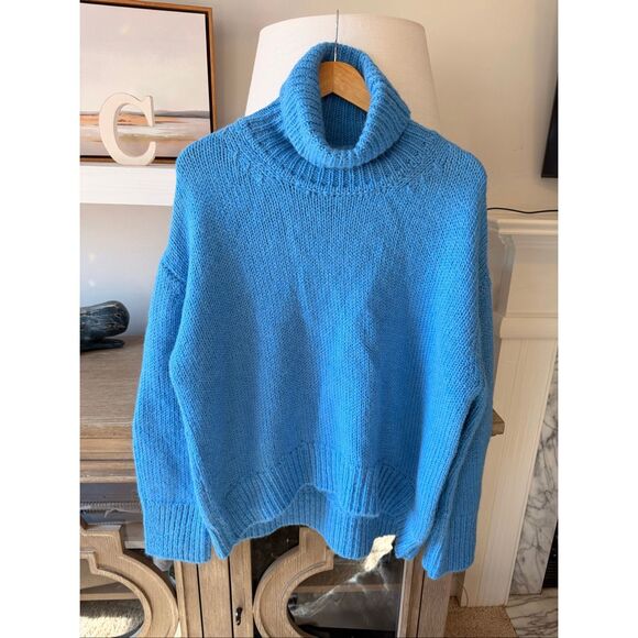 NWOT Samsoe Samsoe Molli Wool & Alpaca Blend Turtleneck Sweater in Lichen Blue S - Picture 2 of 8